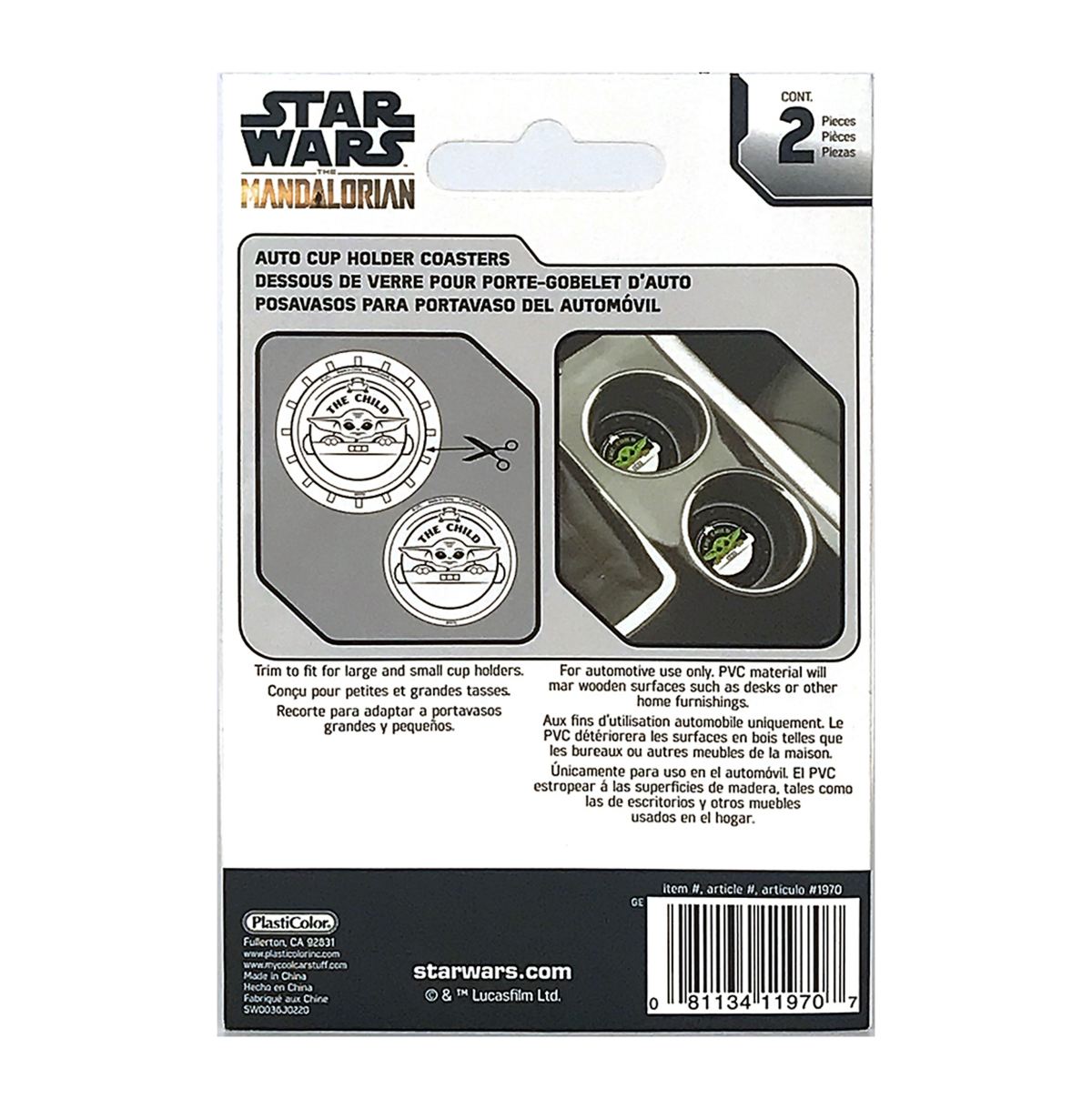 slide 2 of 2, Plasticolor Star Wars Mandalorian The Child Coaster Set, 2 ct