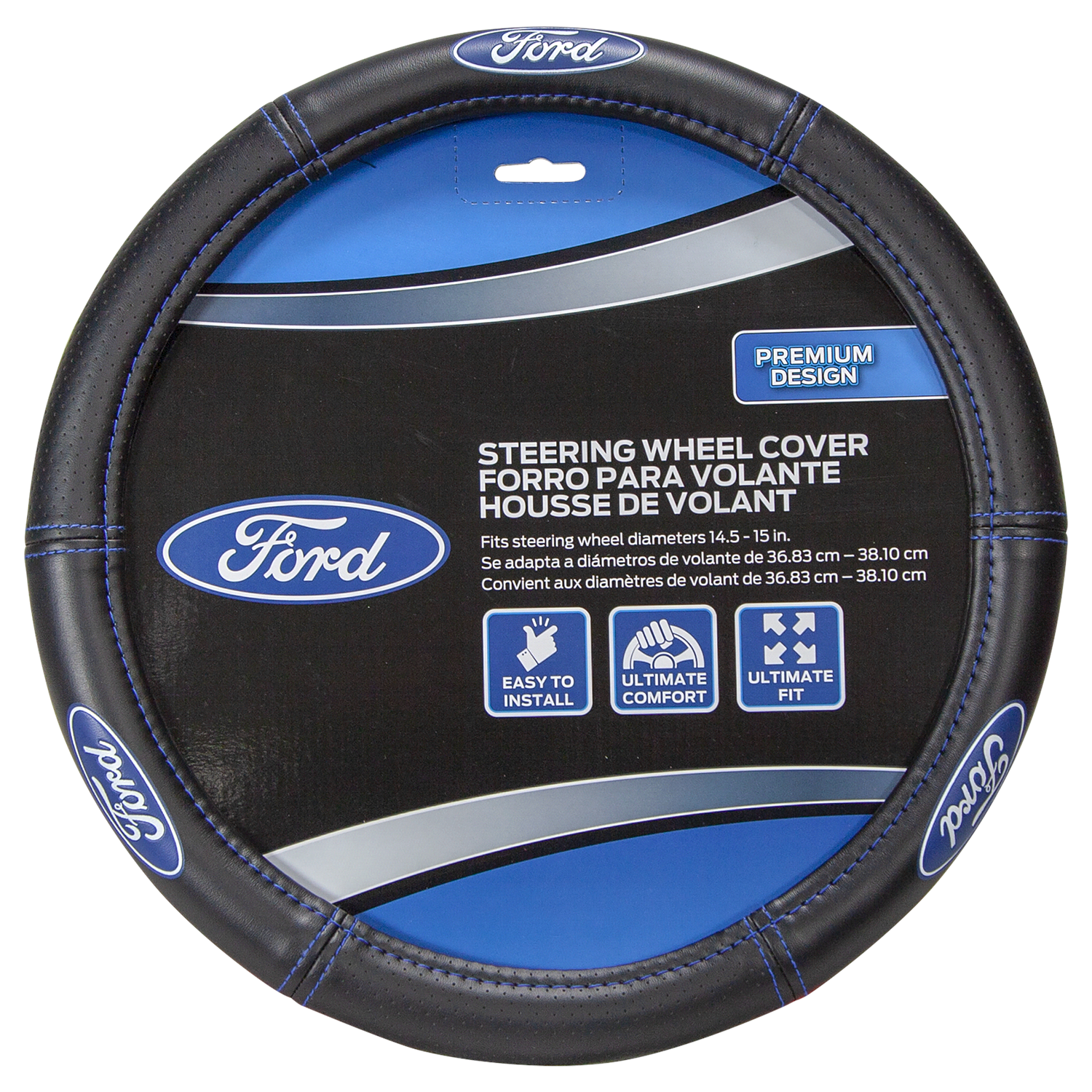 slide 1 of 1, Deluxe Ford Steering Wheel Cover, 1 ct