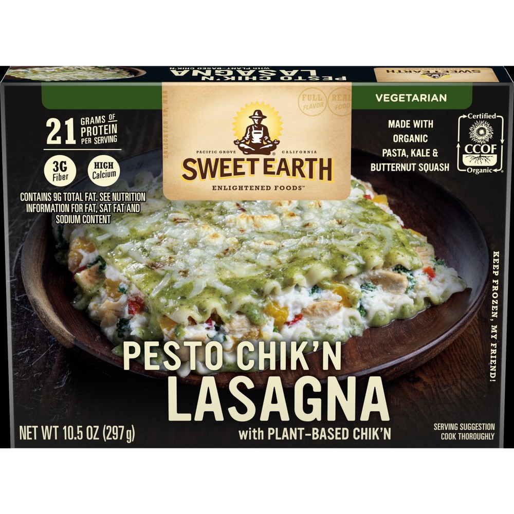 slide 7 of 9, SWEET EARTH NATURAL FOODS Sweet Earth Frozen Pesto Chik'n Lasagna Bowl - 10.5oz, 10.5 oz