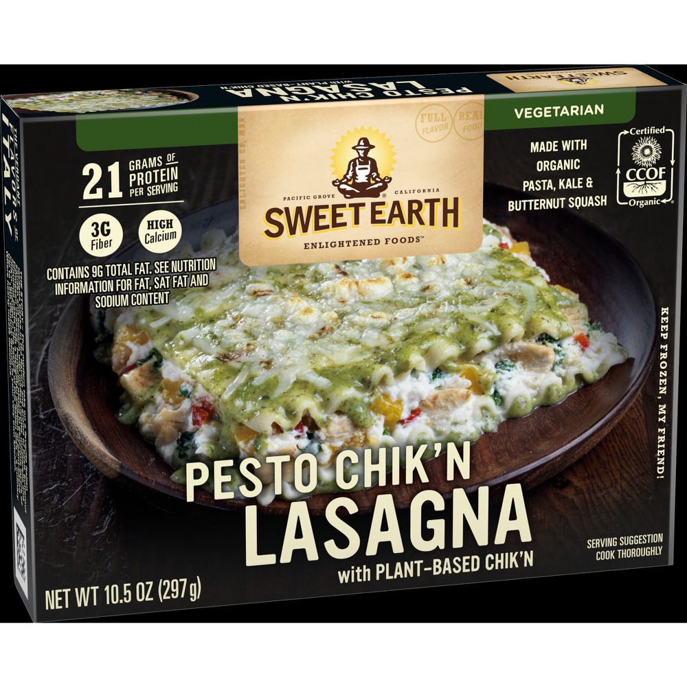 slide 4 of 9, SWEET EARTH NATURAL FOODS Sweet Earth Frozen Pesto Chik'n Lasagna Bowl - 10.5oz, 10.5 oz