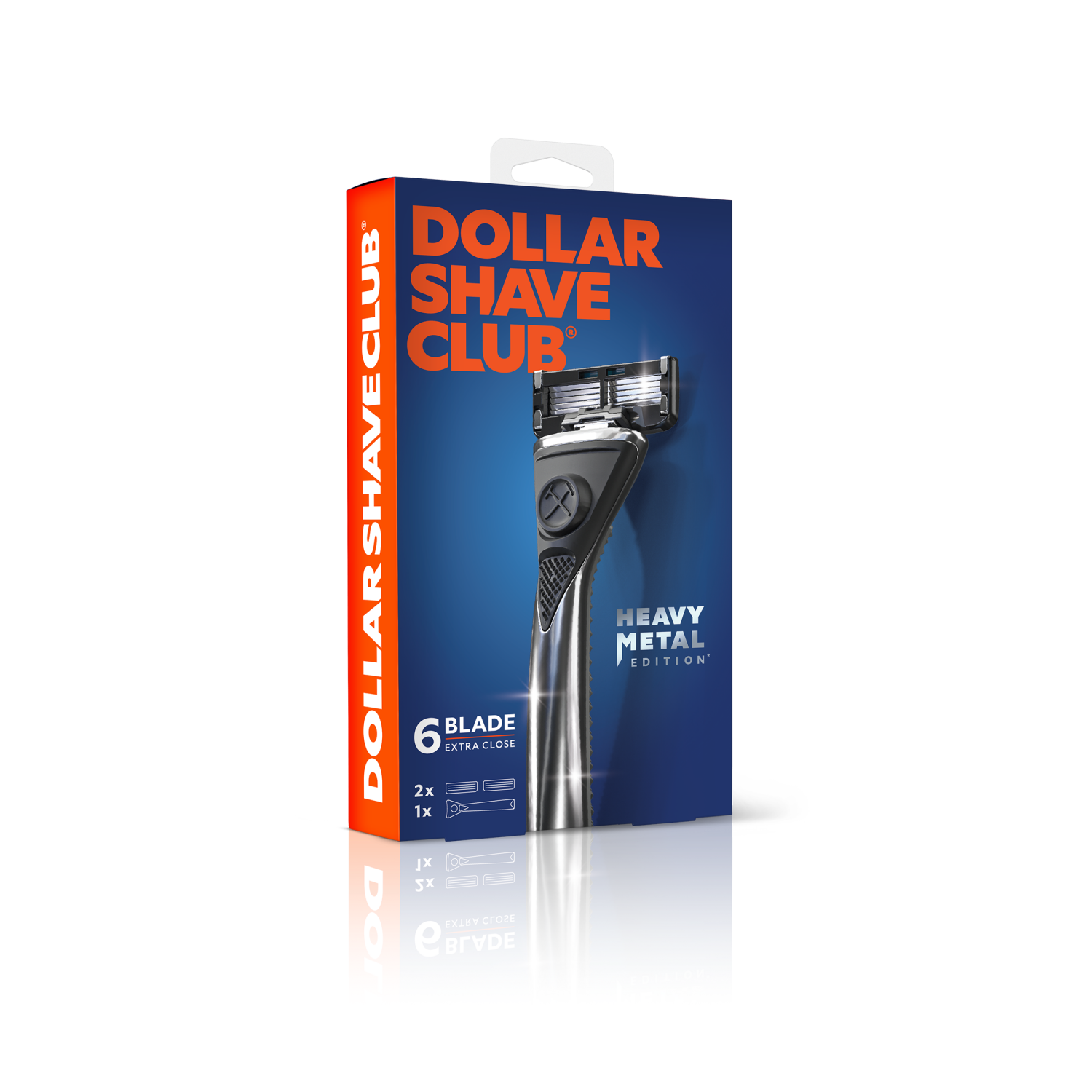 slide 4 of 5, Dollar Shave Club Men's Razor 6-Blade Heavy Metal Starter Set 1 Handle, 2x 6-Blade Manual Razor Refills, 1 ct
