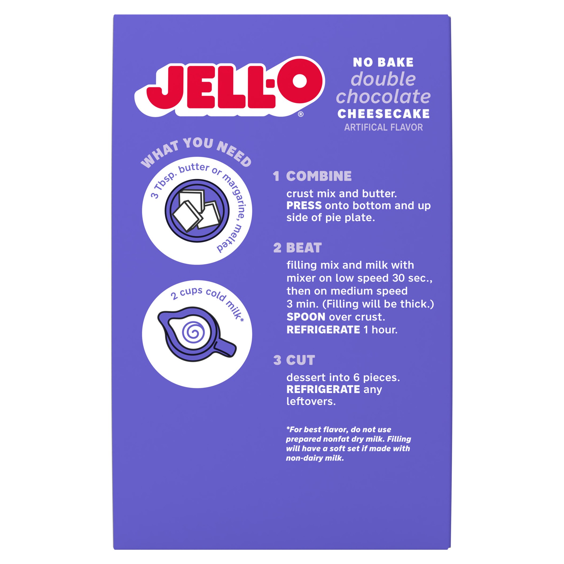 slide 3 of 5, Jell-O No Bake Double Chocolate Cheesecake Artificially Flavored Dessert Kit with Filling Mix & Crust Mix, 9.24 oz Box, 9.24 oz