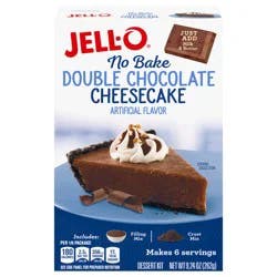 Jell-O No Bake Double Chocolate Cheesecake Dessert Kit with Filling Mix & Crust Mix, 9.24 oz Box
