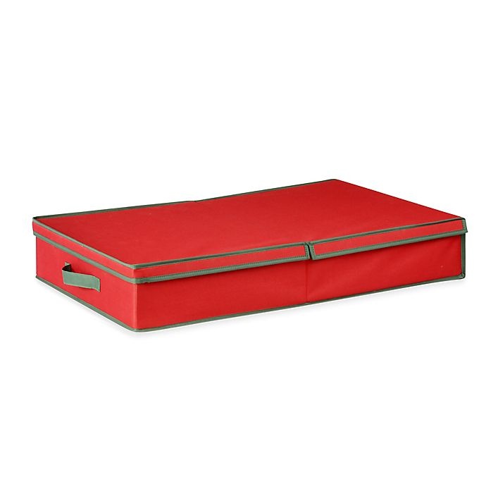 slide 3 of 5, Honey-Can-Do Ornament Storage Box with Dividers - Red/Green, 40 ct