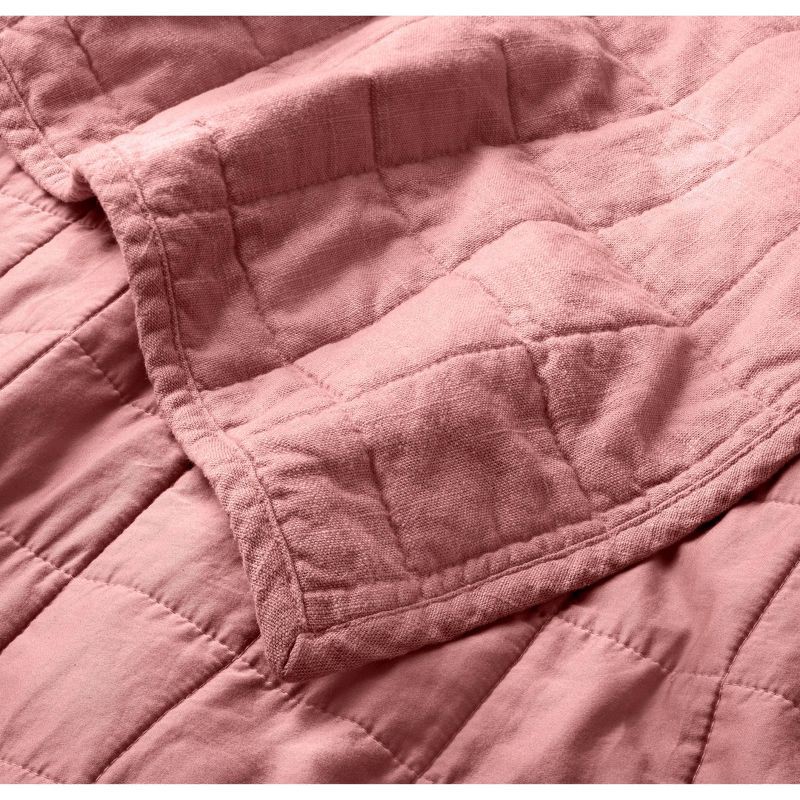 slide 4 of 4, Full/Queen Heavyweight Linen Blend Quilt Rose - Casaluna™: Woven Rayon & Cotton, Box Quilting, OEKO-TEX Certified, 1 ct