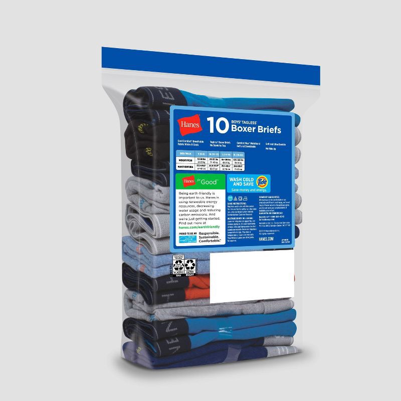 slide 4 of 5, Hanes Boys' 10pk Boxer Briefs - Colors May Vary XL, 10 ct