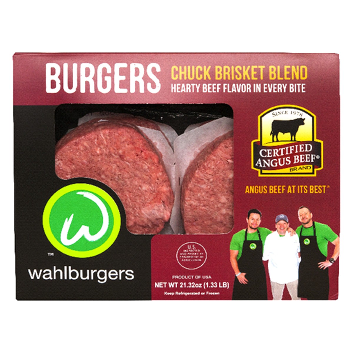 slide 1 of 1, WAHLBURGER CAB CHUCK BRISKET BLEND PATTY 4CT, 4 ct