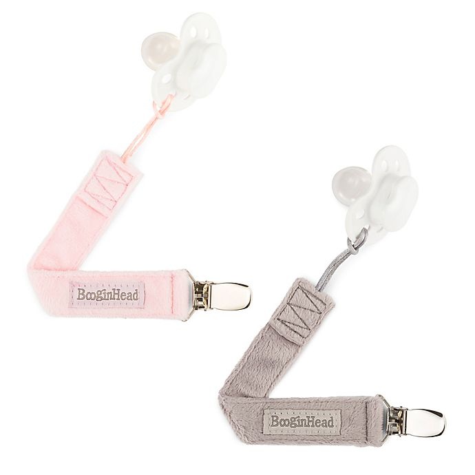 slide 3 of 10, BooginHead PaciGrip Luxury Fluff Pacifier Straps - Pink, 2 ct