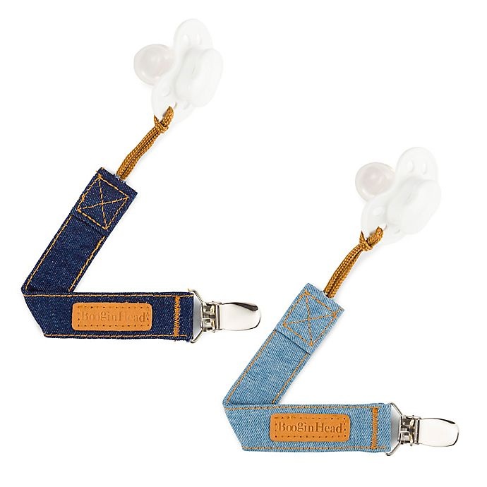 slide 2 of 8, BooginHead PaciGrip Luxury Pacifier Straps - Denim, 2 ct