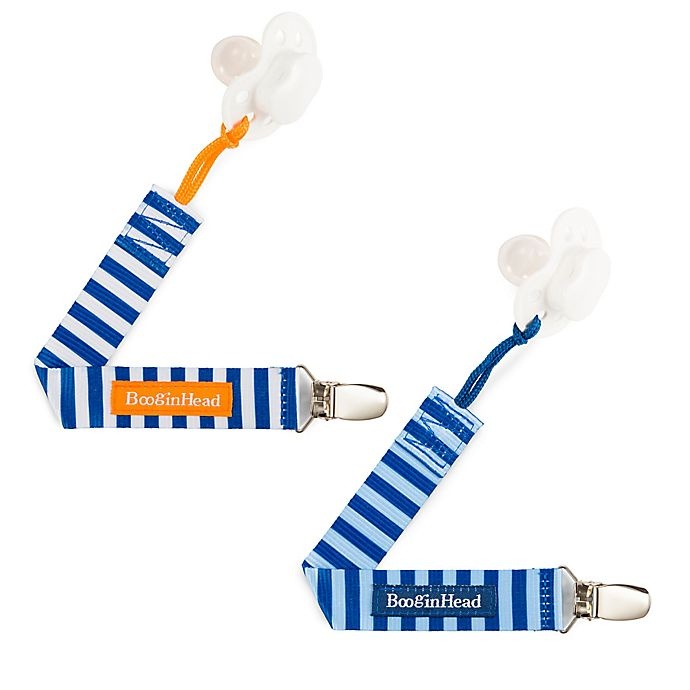 slide 2 of 7, BooginHead PaciGrip Nautical Pacifier Straps - Blue, 2 ct