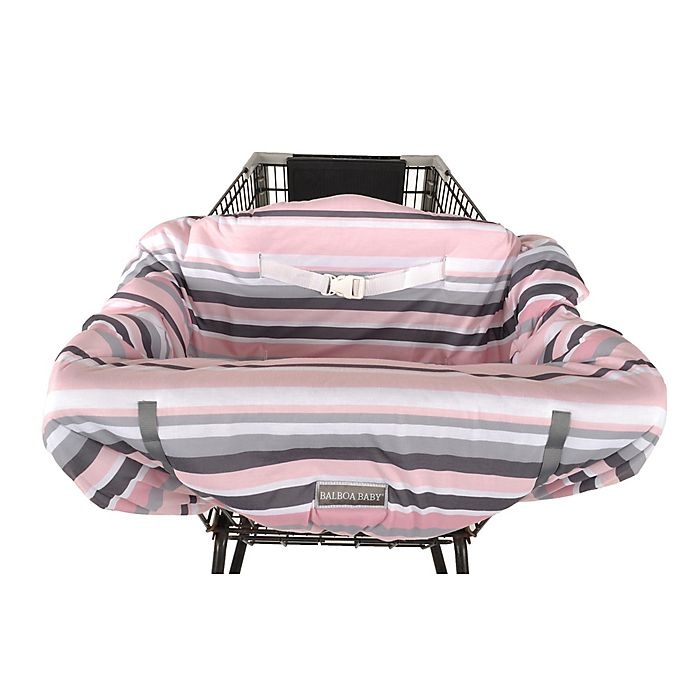 slide 2 of 4, Balboa Baby Shopping Cart and High Chair Cover - Pink/Grey Stripe, 1 ct