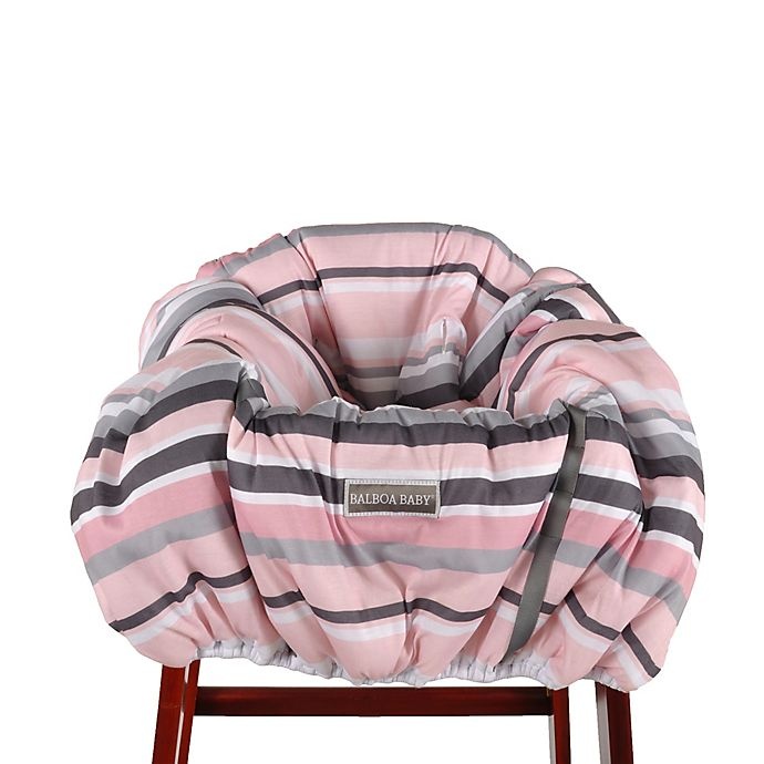 slide 3 of 4, Balboa Baby Shopping Cart and High Chair Cover - Pink/Grey Stripe, 1 ct