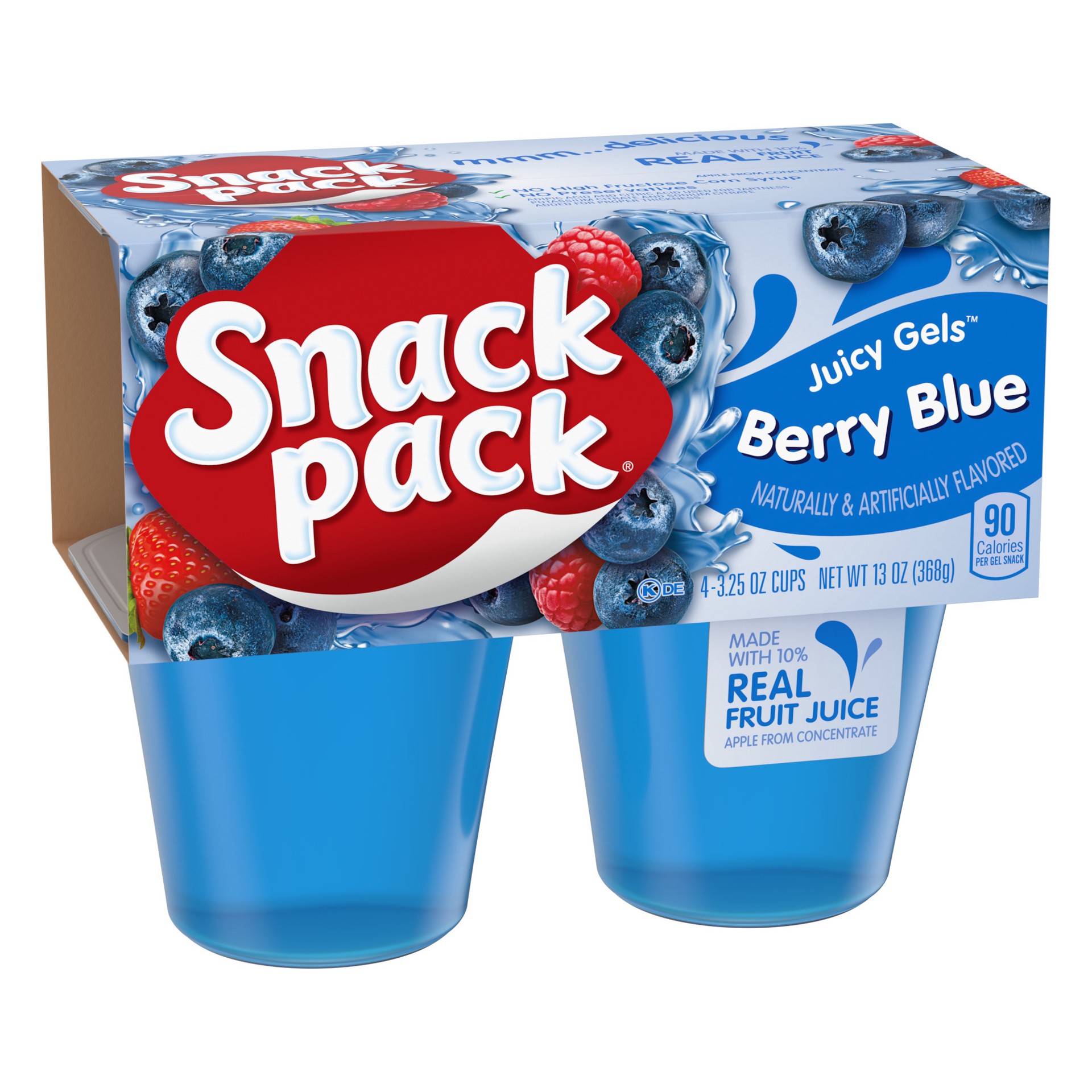 slide 4 of 5, Snack Pack Berry Blue Flavored Juicy Gels, 3.25 oz Snack Cups, 4 Count, 12 Pack, 4 ct