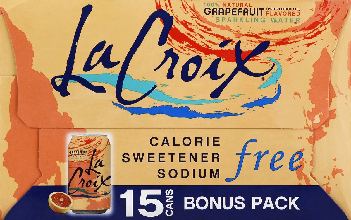slide 2 of 6, La Croix Grapefruit Flavored Sparkling Water, 15 ct; 12 fl oz
