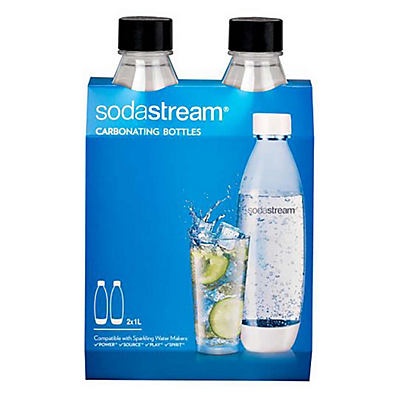 slide 1 of 1, SodaStream Slim Carbonating Bottle, 1 liter, 2 ct