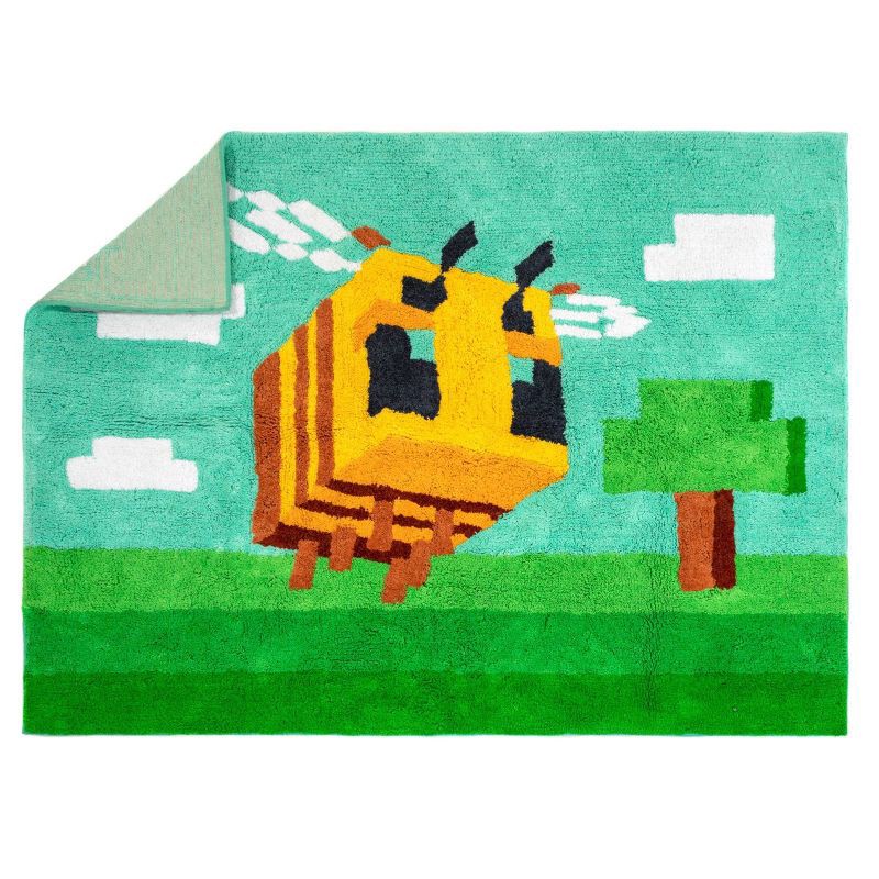 slide 2 of 4, 3'4"x4'6" Minecraft Bee Accent Rug, 1 ct
