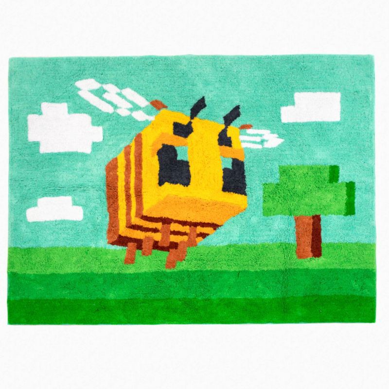 slide 1 of 4, 3'4"x4'6" Minecraft Bee Accent Rug, 1 ct