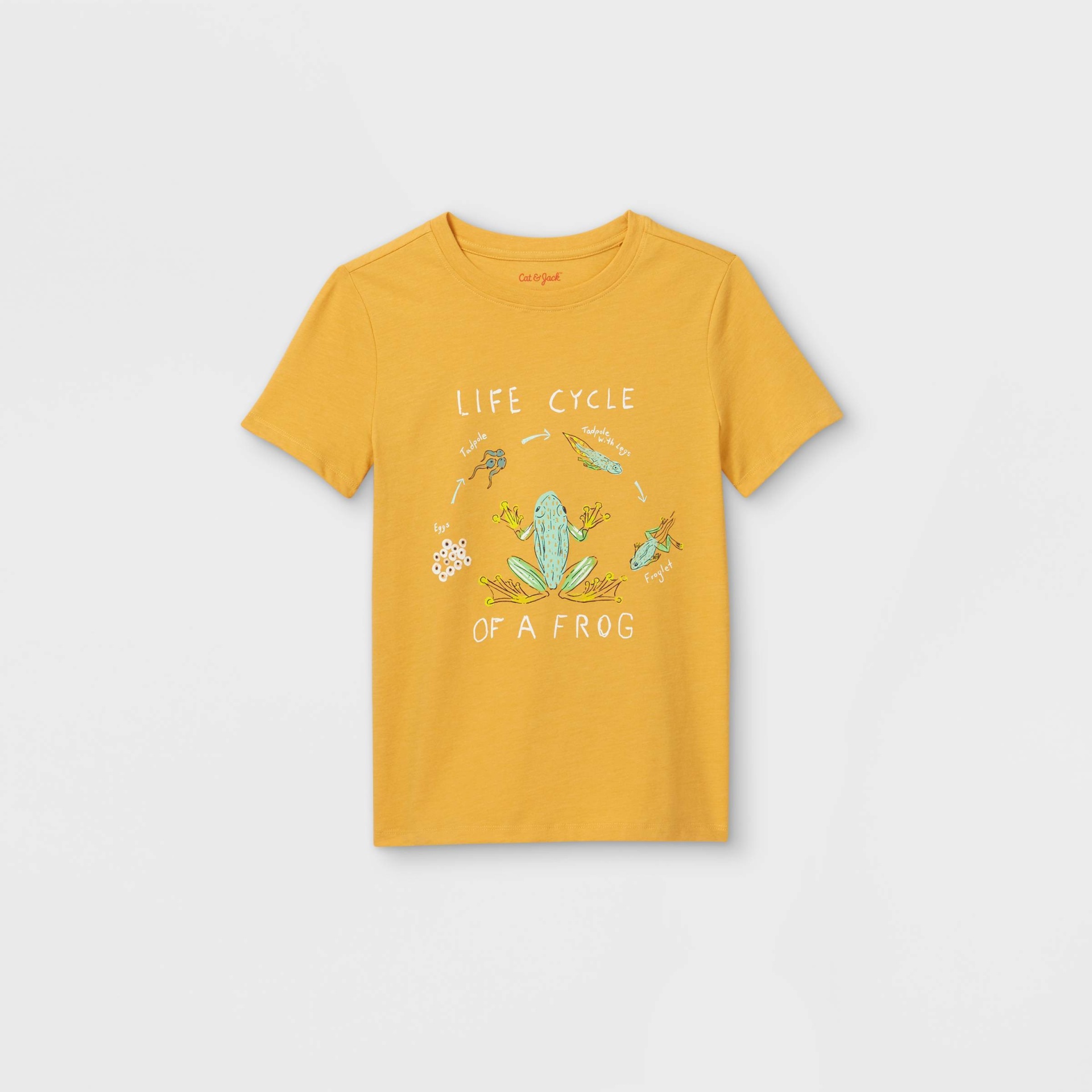 slide 1 of 2, Boys' Short Sleeve 'Frog Life Cycle' Graphic T-Shirt - Cat & Jack Yellow L, 1 ct