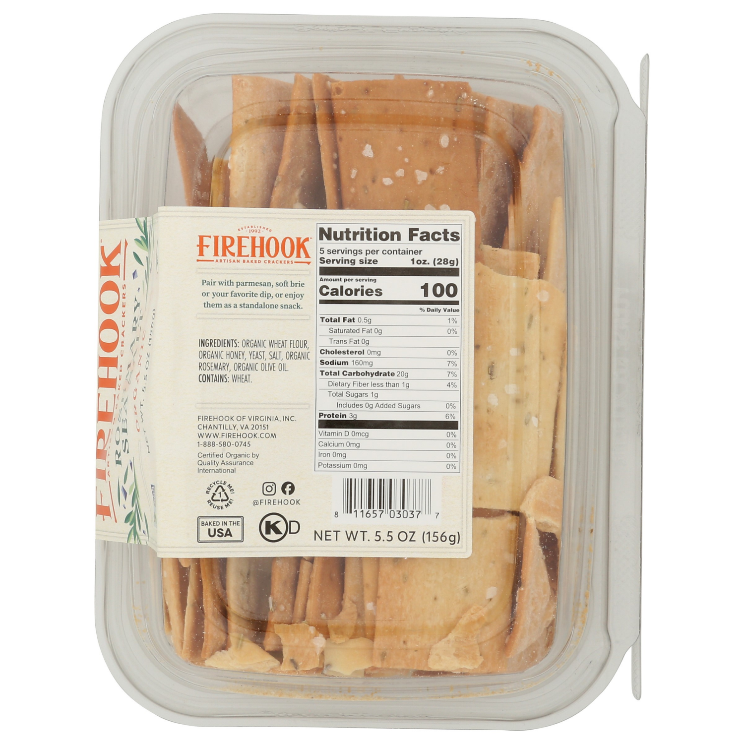 slide 2 of 2, Firehook Organic Rosemary Sea Salt Artisan Baked Crackers 5.5 oz, 5.5 oz