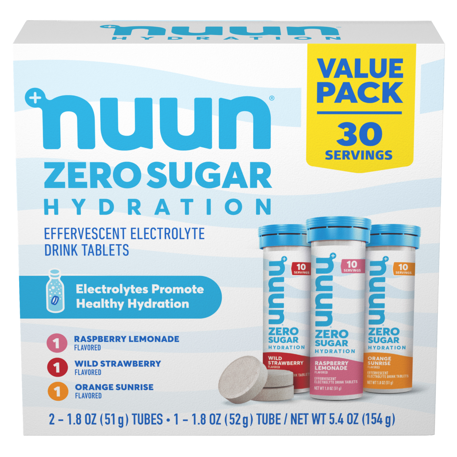 slide 1 of 6, Nuun Zero Sugar Sport Hydration 3p, 30 ct