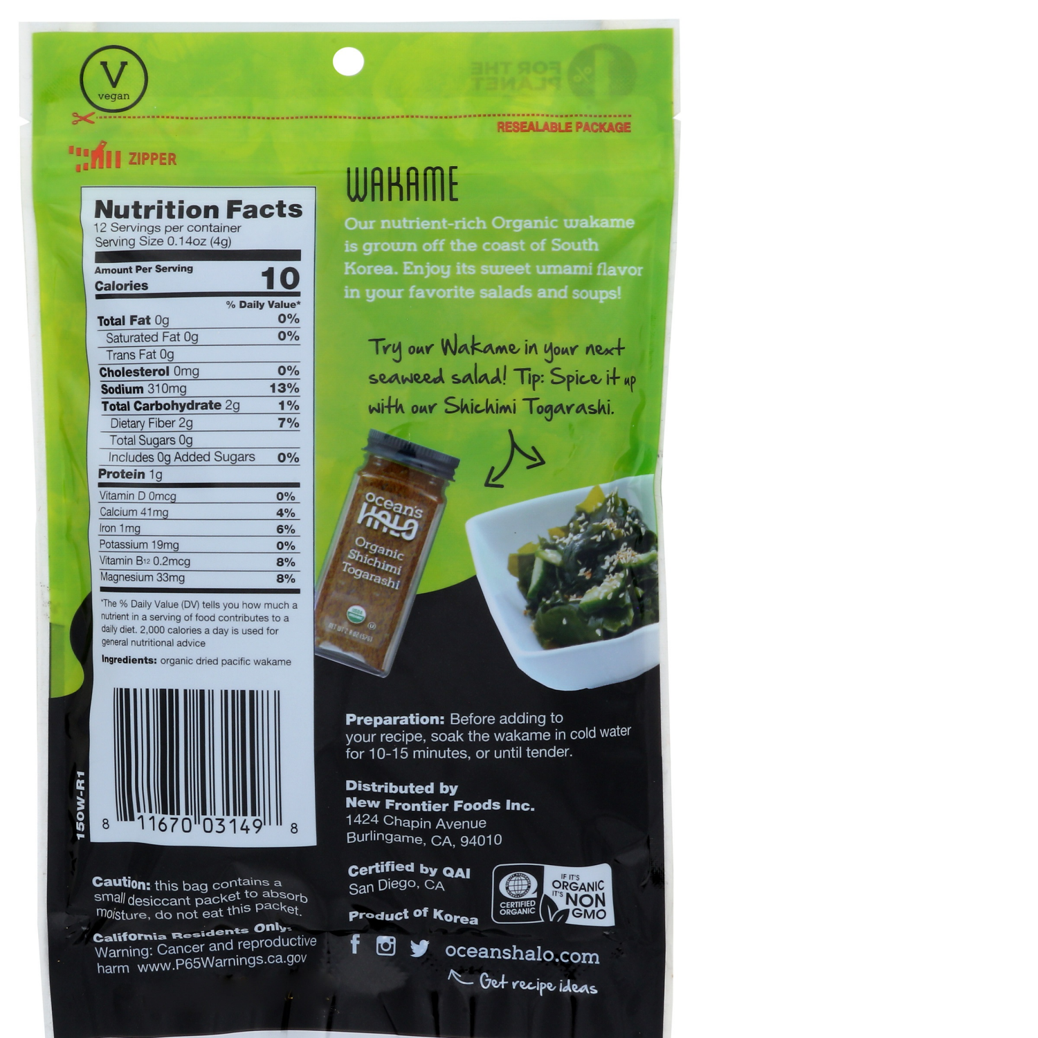 slide 2 of 2, Ocean's Halo Oceans Halo Wakame Org 1.76 Oz, 1.76 oz