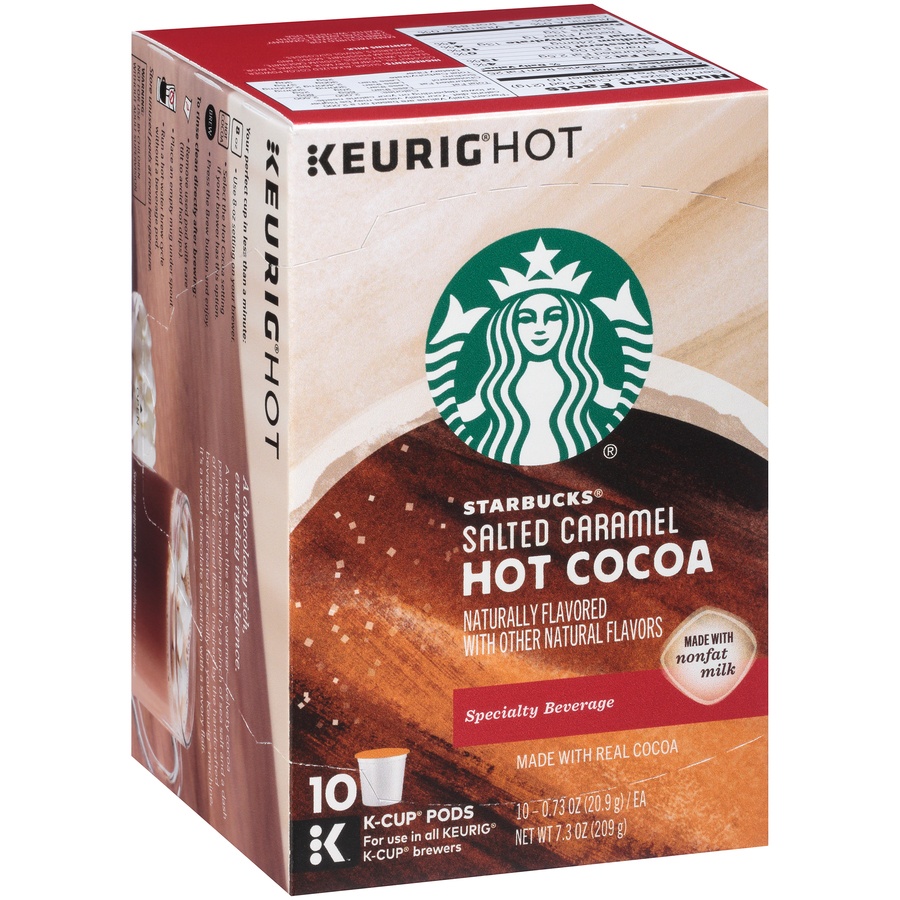 slide 3 of 8, Starbucks Keurig Hot Salted Caramel Hot Cocoa - 10 ct; 0.73 oz, 10 ct; 0.73 oz