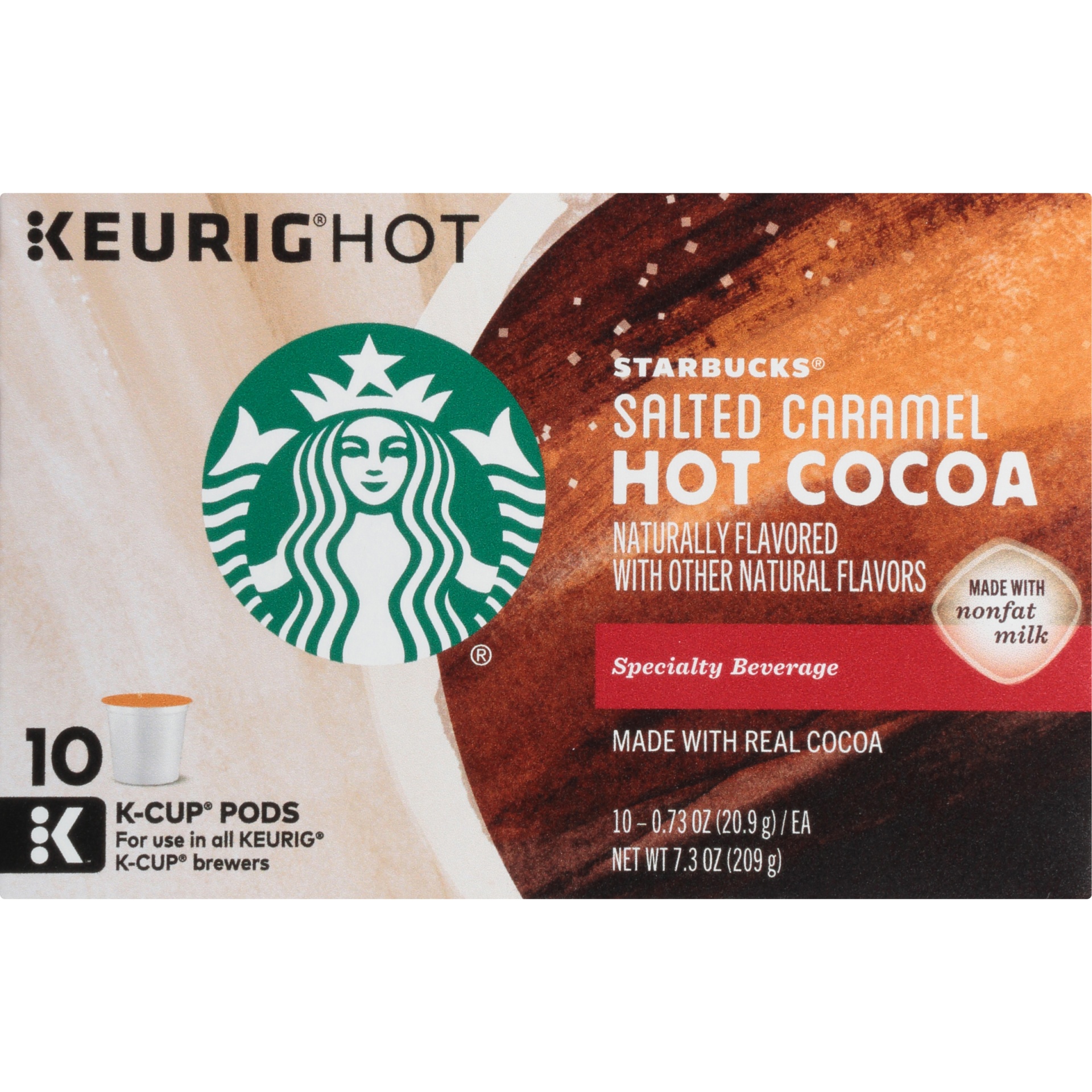 slide 2 of 8, Starbucks Keurig Hot Salted Caramel Hot Cocoa - 10 ct; 0.73 oz, 10 ct; 0.73 oz