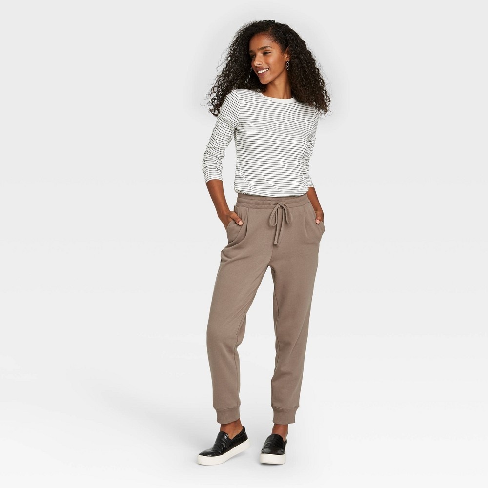 slide 3 of 3, Women's High-Rise Ankle Jogger Pants - A New Day Brown XL, 1 ct