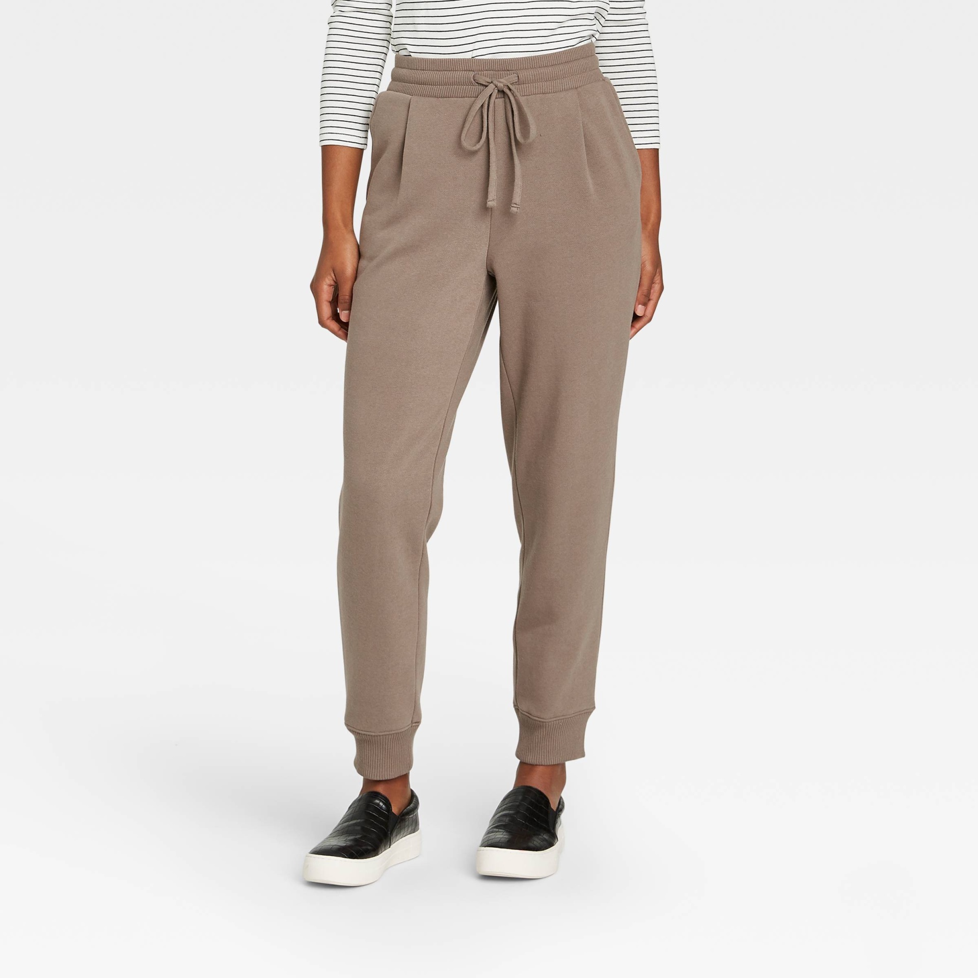 slide 1 of 3, Women's High-Rise Ankle Jogger Pants - A New Day Brown XL, 1 ct
