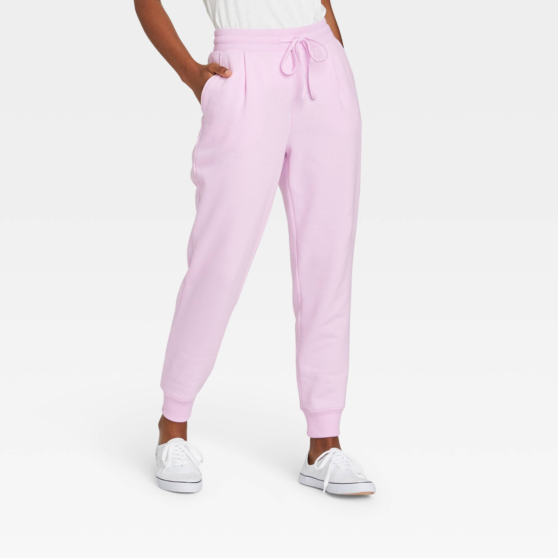 slide 1 of 3, Women's High-Rise Ankle Jogger Pants - A New Day Light Pink M, 1 ct