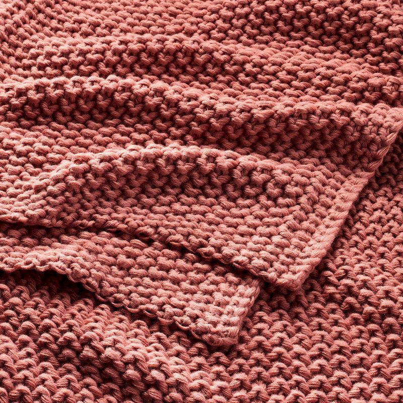 slide 3 of 6, Full/Queen Chunky Knit Bed Blanket Rose - Casaluna™: Acrylic Sweater Knit, Machine Washable, No Style Assigned, 1 ct