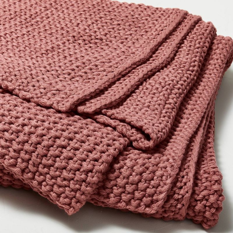 slide 3 of 4, King Chunky Knit Bed Blanket Rose Pink - Casaluna™: Acrylic Sweater Knit, Machine Washable, All Ages, 1 ct