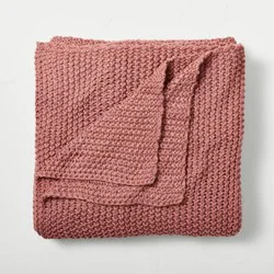 King Chunky Knit Bed Blanket Rose Pink - Casaluna™: Acrylic Sweater Knit, Machine Washable, All Ages
