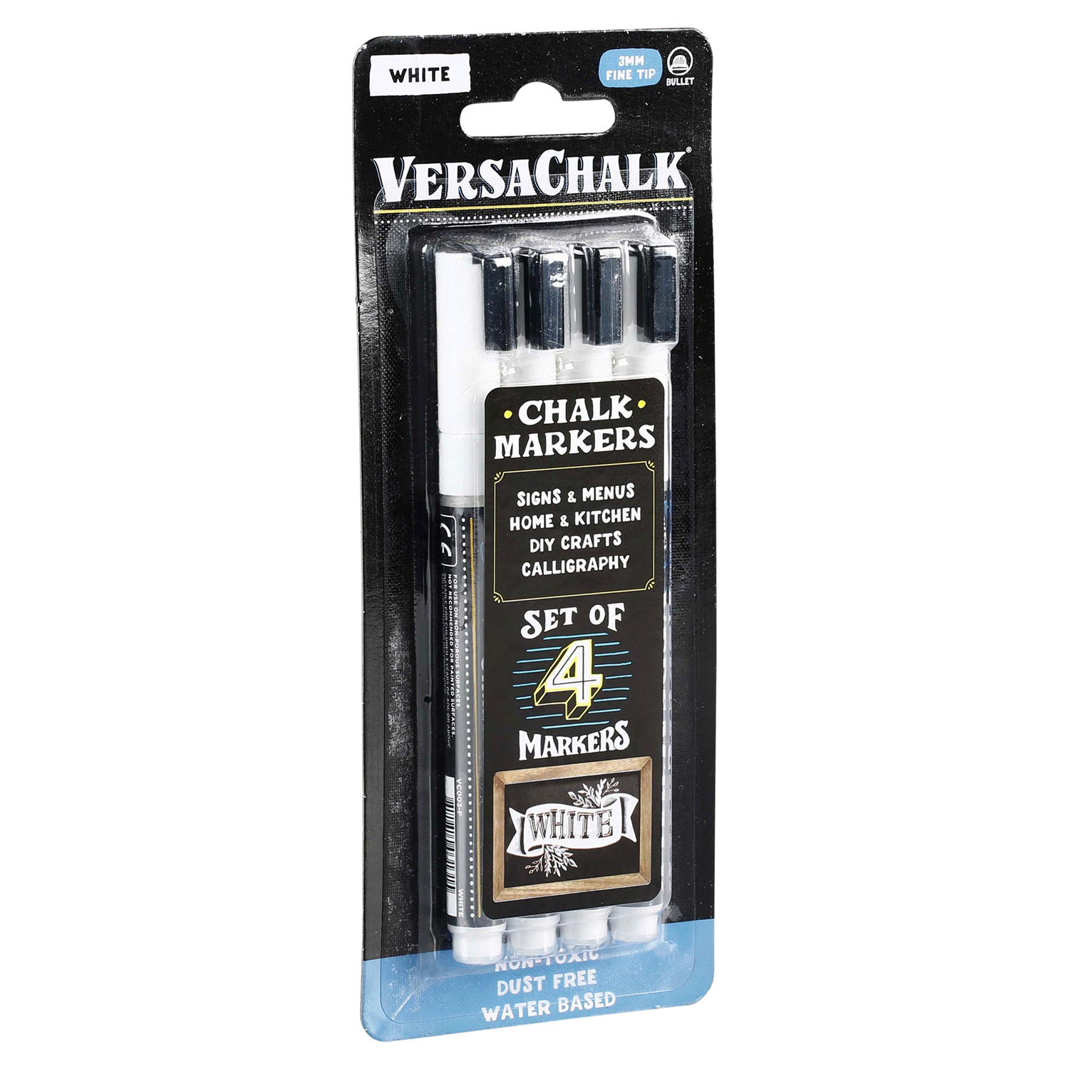 slide 3 of 5, VersaChalk White Liquid Chalk Markers, Set of 4 - 3mm Tip, 1 ct