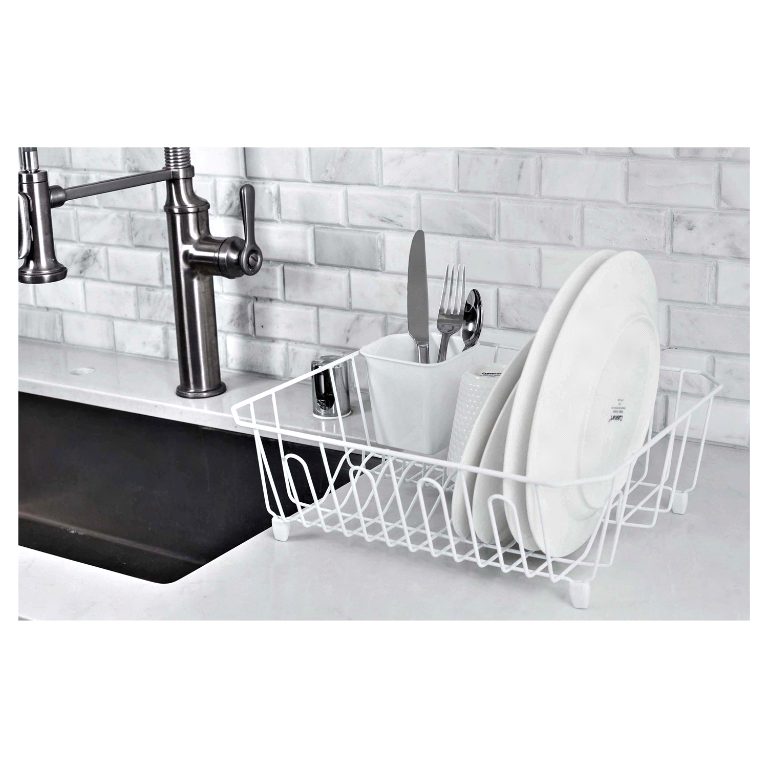 slide 2 of 4, Real Home Innovations Real Home Dish Drainer small-white, 1 ct