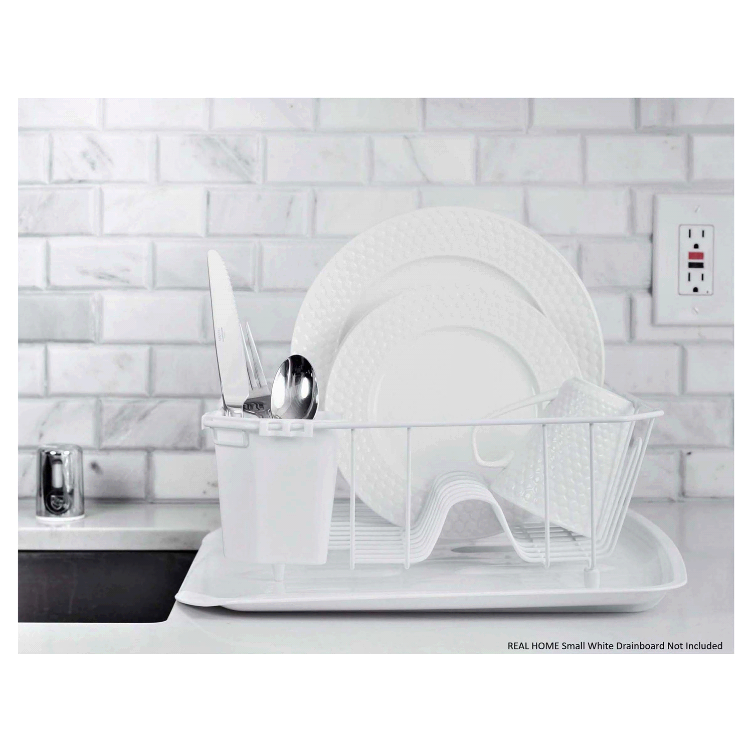 slide 3 of 4, Real Home Innovations Real Home Dish Drainer small-white, 1 ct