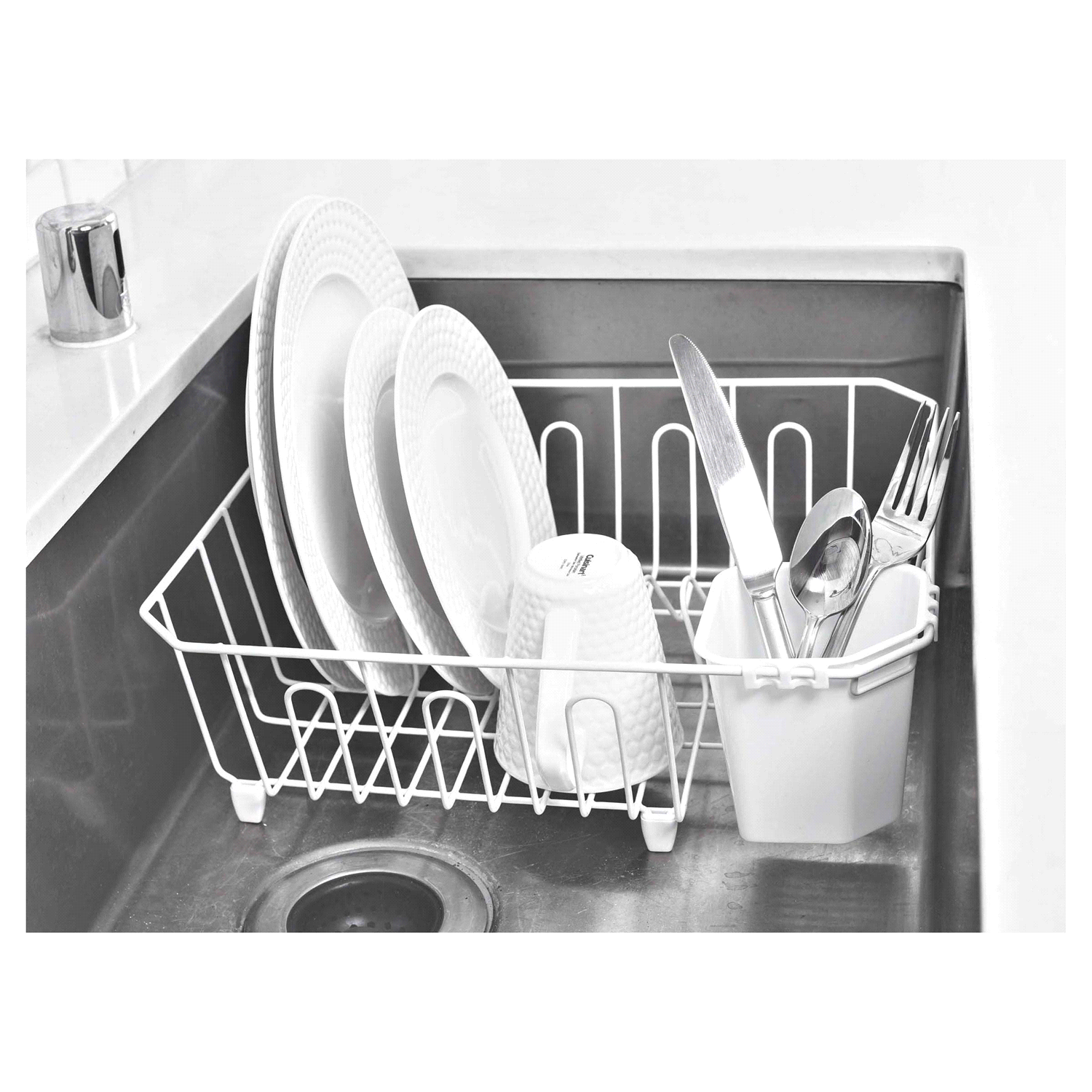 slide 4 of 4, Real Home Innovations Real Home Dish Drainer small-white, 1 ct