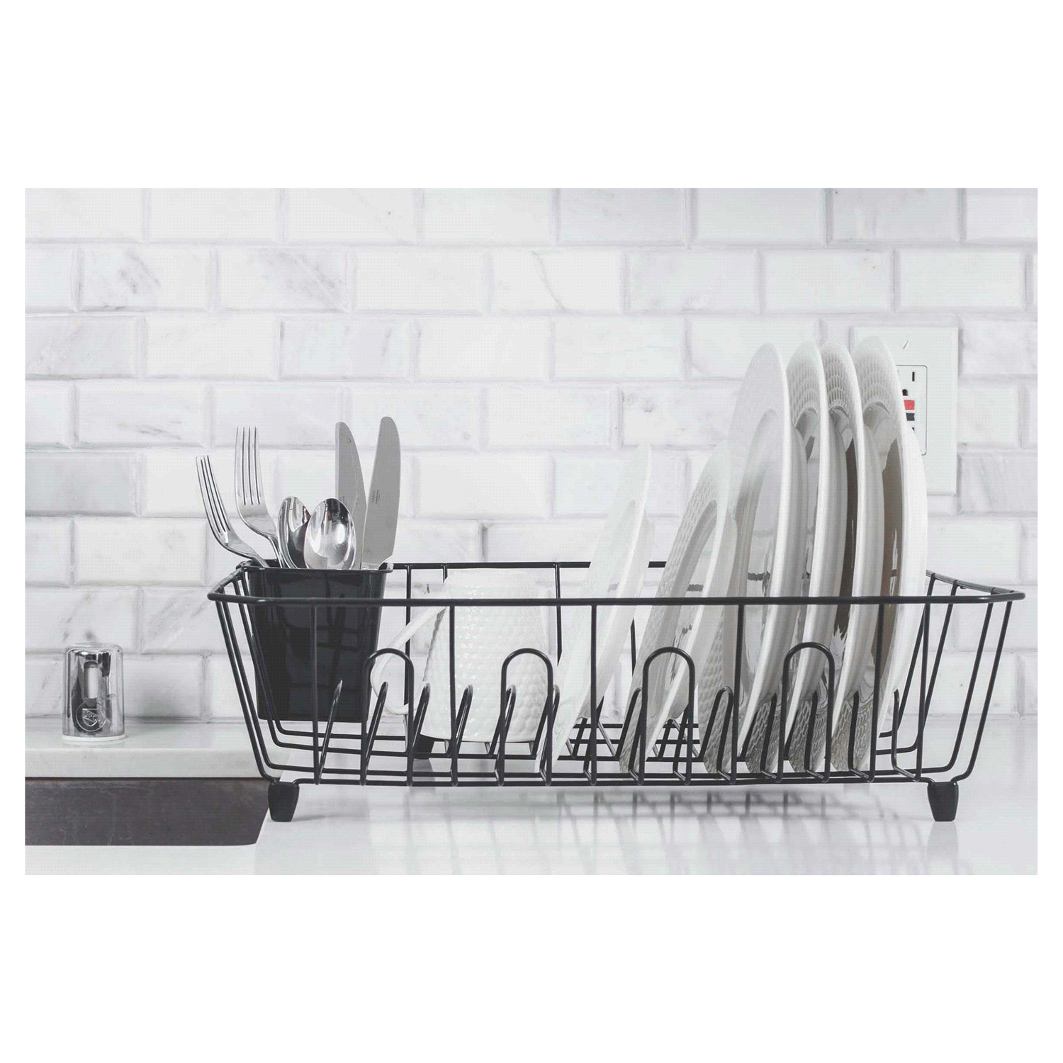 slide 3 of 4, Real Home Innovations Real Home Large Dish Drainer-Black, LG