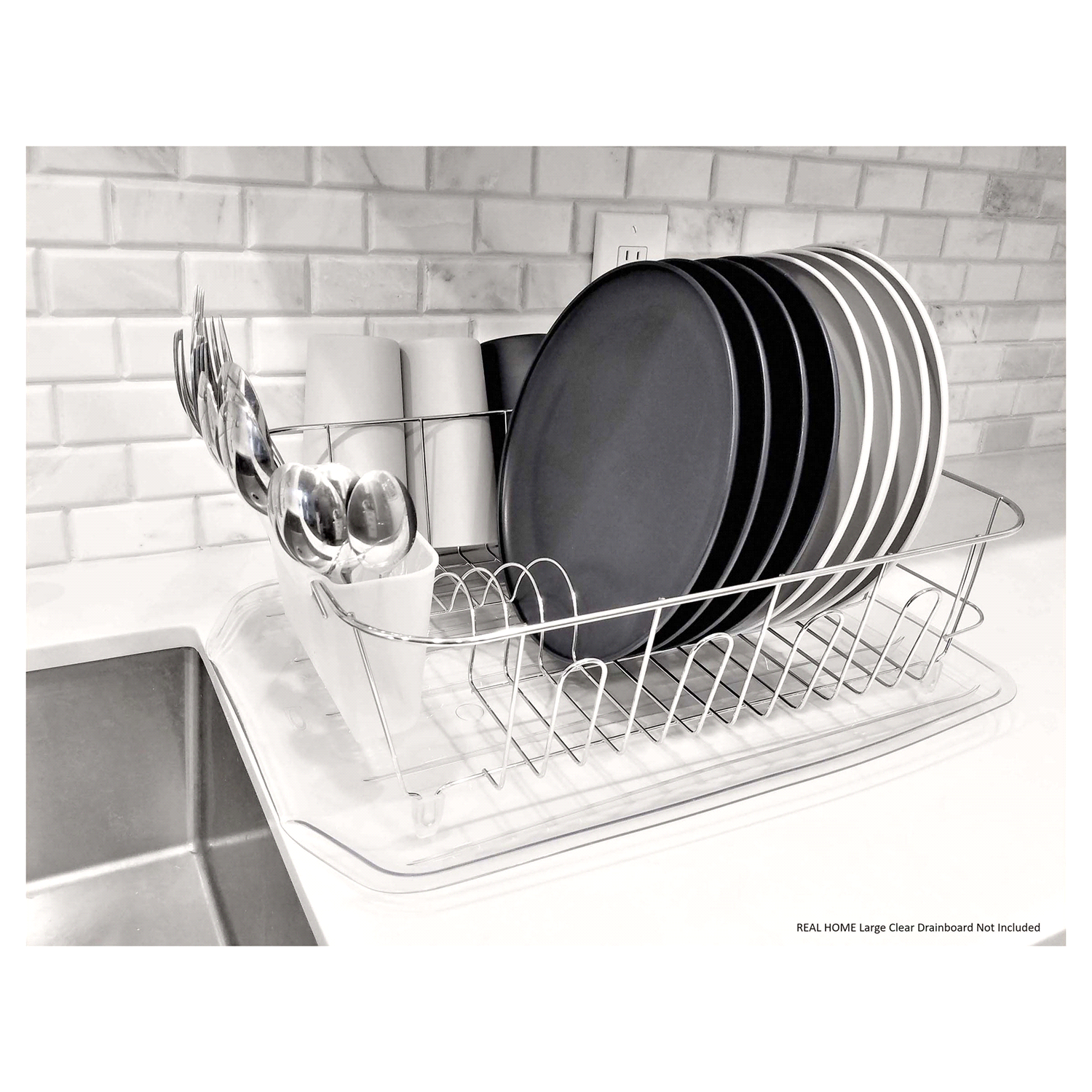slide 4 of 4, Ready2Go Kitchen Care Large Dish Drainer - Chrome, LG