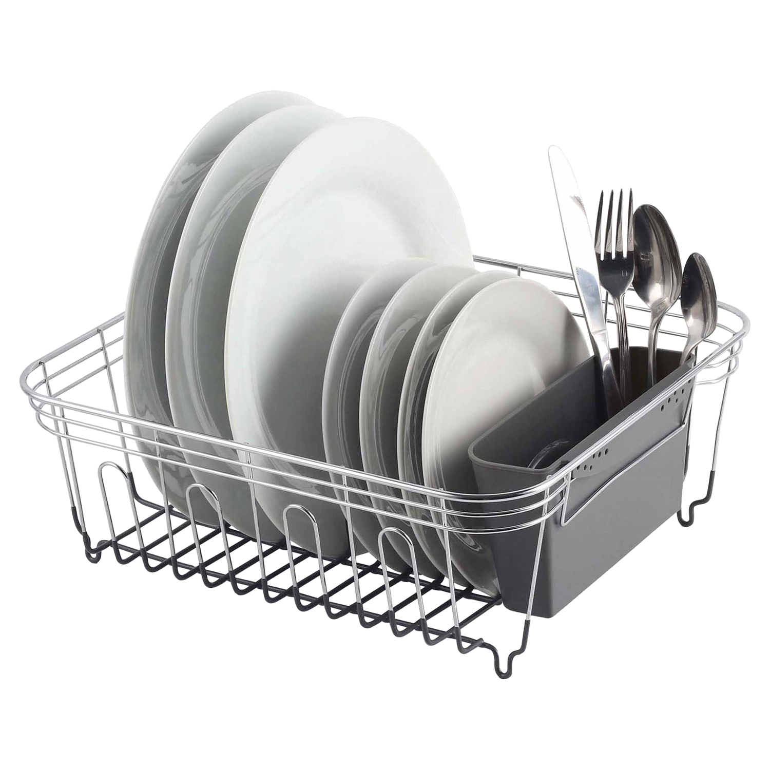 slide 1 of 5, Real Home Innovations Sinkware Chrome & Grey Small Deluxe Dish Drainer 1 ea, 1 ct
