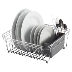 Real Home Innovations Sinkware Chrome &amp; Grey Small Deluxe Dish Drainer 1 ea