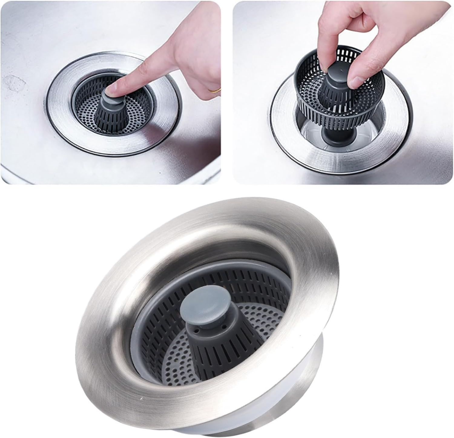 slide 3 of 3, RHI3 in 1 Kitchen Sink drain/strainer, 1 ct