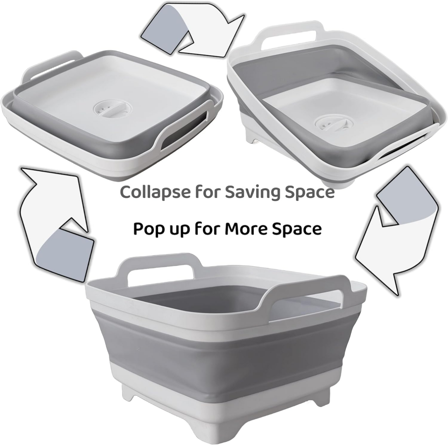 slide 2 of 4, RHI Collapsible Dish Tub White Gray, 1 ct