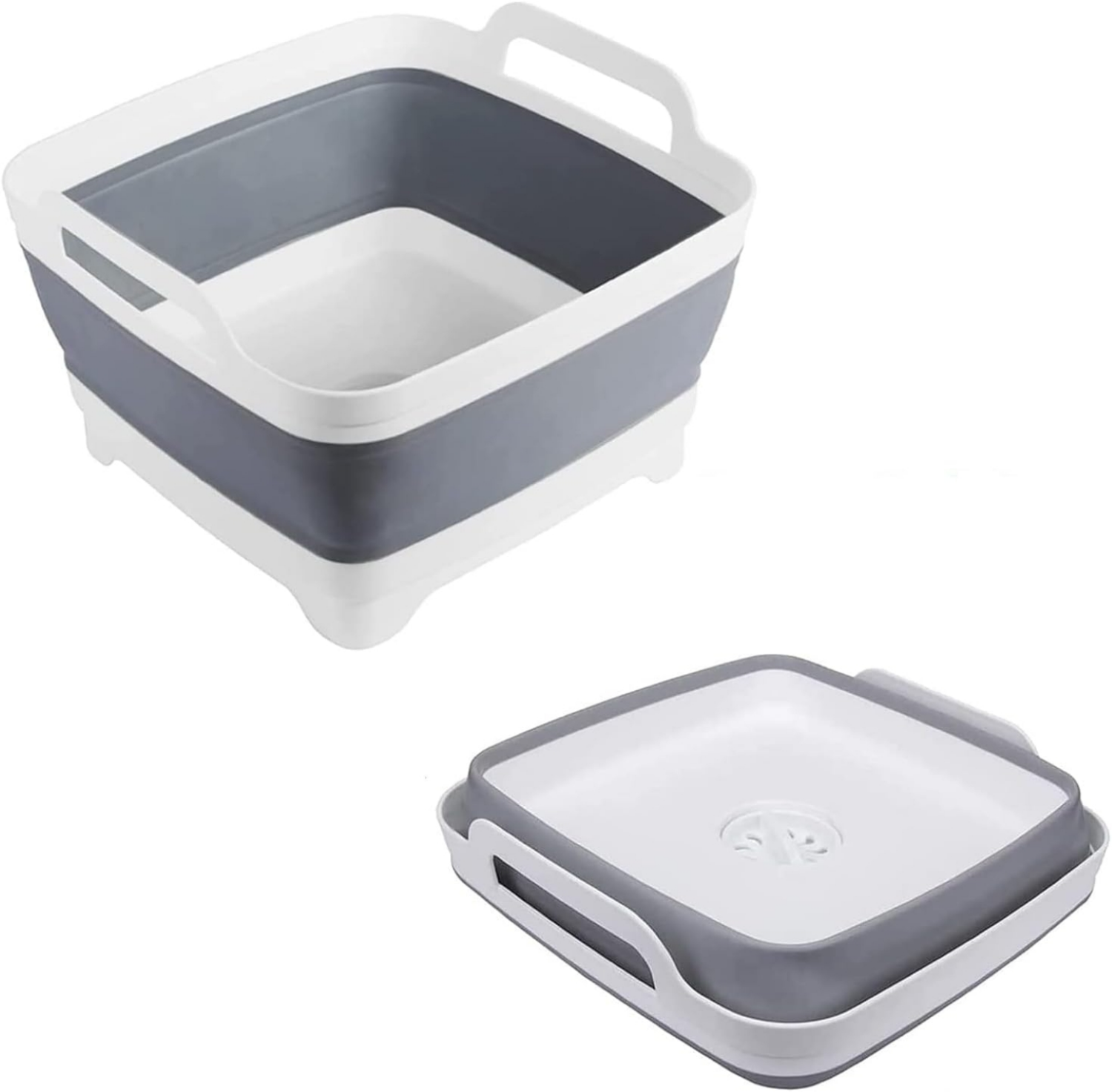 slide 1 of 4, RHI Collapsible Dish Tub White Gray, 1 ct