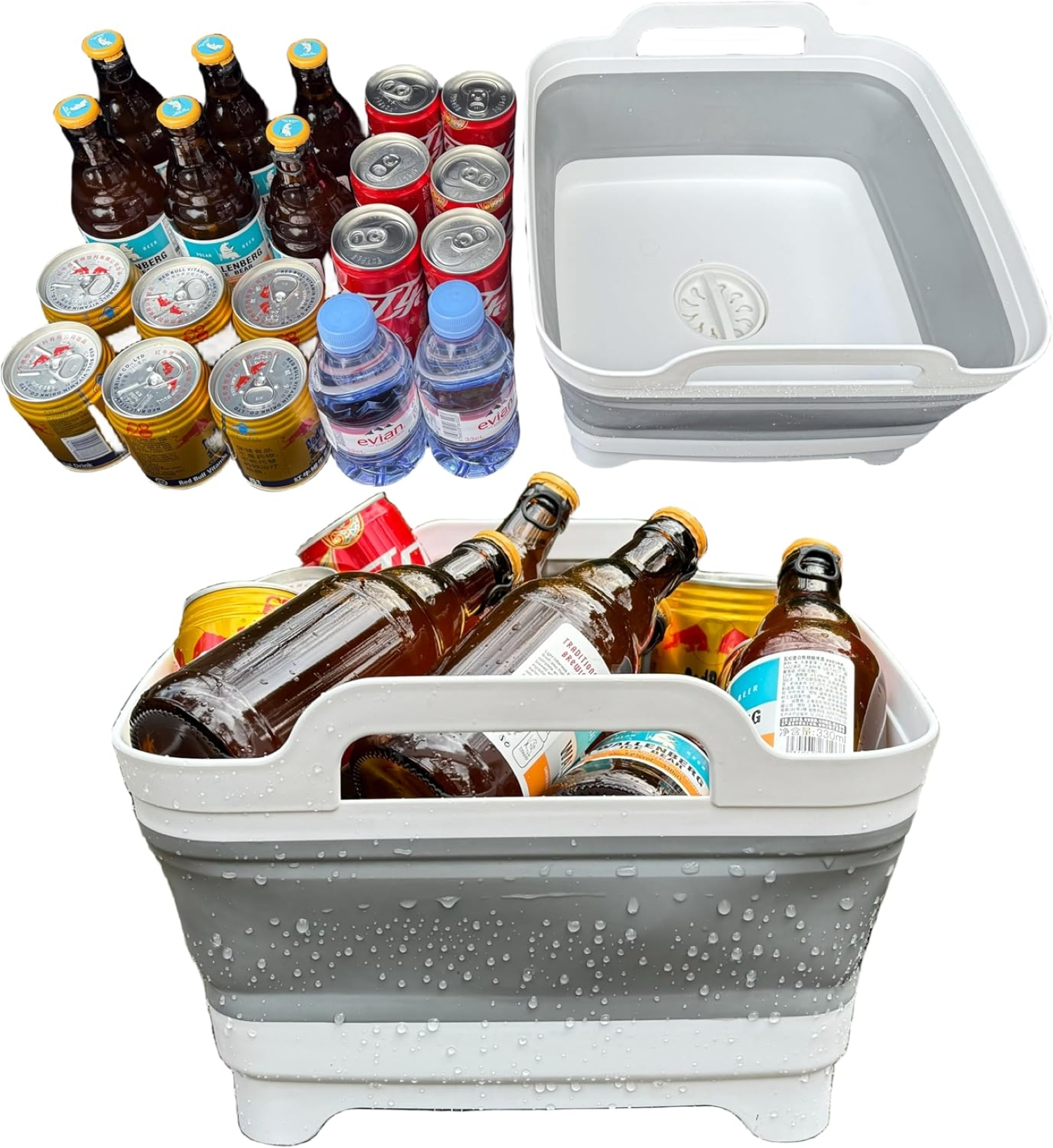 slide 4 of 4, RHI Collapsible Dish Tub White Gray, 1 ct