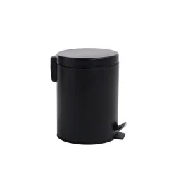 Real Home 5l Round Step Trash Can, Matte Black