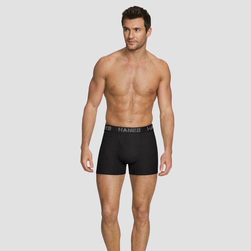 slide 5 of 7, Hanes Premium Men's 3pk Trunks with Anti Chafing Total Support Pouch - Black/Gray S, 3 ct