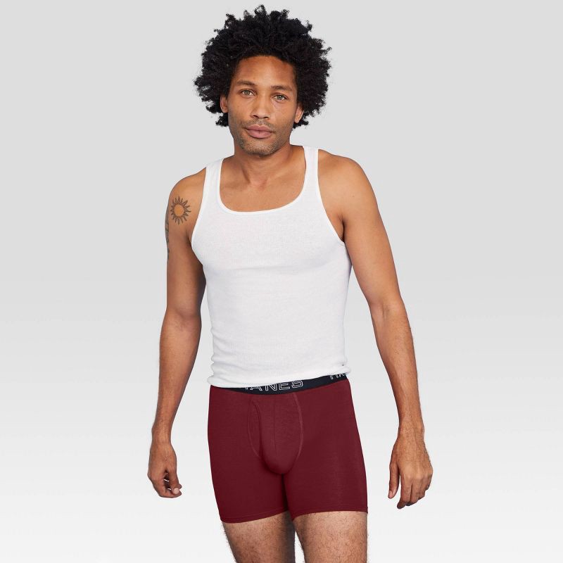 slide 5 of 6, Hanes Premium Men's 3pk Trunks with Anti Chafing Total Support Pouch - Blue XL, 3 ct