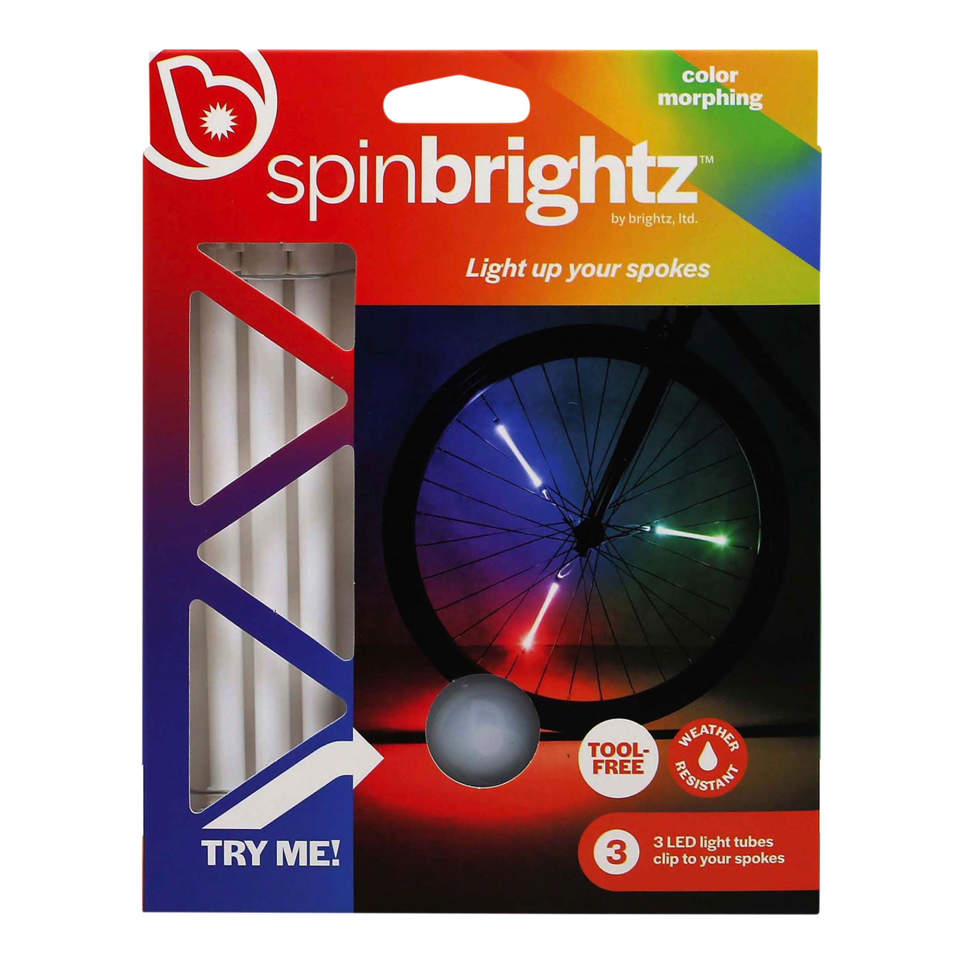 slide 1 of 1, Spin Brightz Color Morphing LED Bicycle Spoke Tube Light, for 1 Wheel, 1 ct