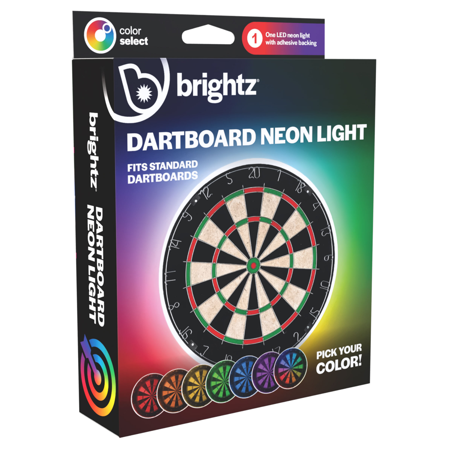 slide 4 of 6, BRIGHTZ Neon Dartboard Light Kit - Morph through the Rainbow or Select a Color, 1 ct